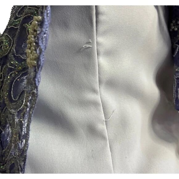 Vtg Karen Okada For David Howard 1980s Purple Lace Faux Pearl Dress Gown US 10 - Picture 10 of 16
